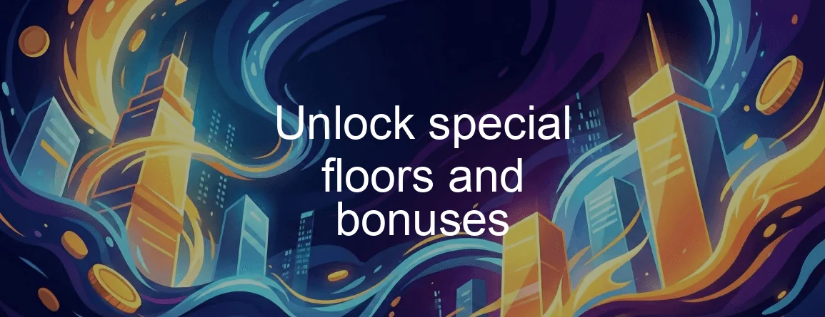 Tower Rush bonus floors Glowing Frozen and Temple bonus floors stacked in a Tower Rush build